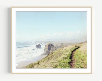 Coastal Landscape Photography - Northern California, Hiking Trail, Path, Seascape Print, Coastal Decor, Living Room Art, Nature Photography