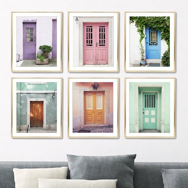 Colorful Doors Print Set, Travel Photography Prints, Set of 6 Prints, Architecture, Gallery Wall, Room Decor, 5x7 8x10 Prints