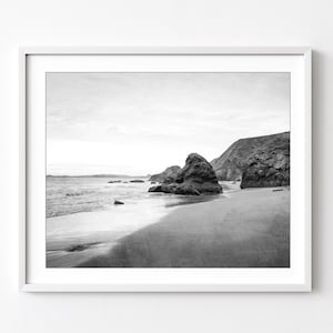 Black and White Beach Photography - Northern California, Coastal Decor, Ocean Photography, Beach Print, Nature Photography, Large Wall Art