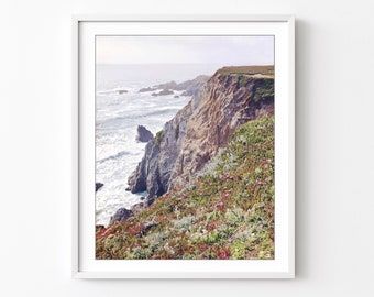 Coastal Wall Art Print Nature Photography, Nautical Ocean Wall Art, Cliffs and Sea, Rustic Beach Decor, Bodega Bay, 8x10 11x14 Print