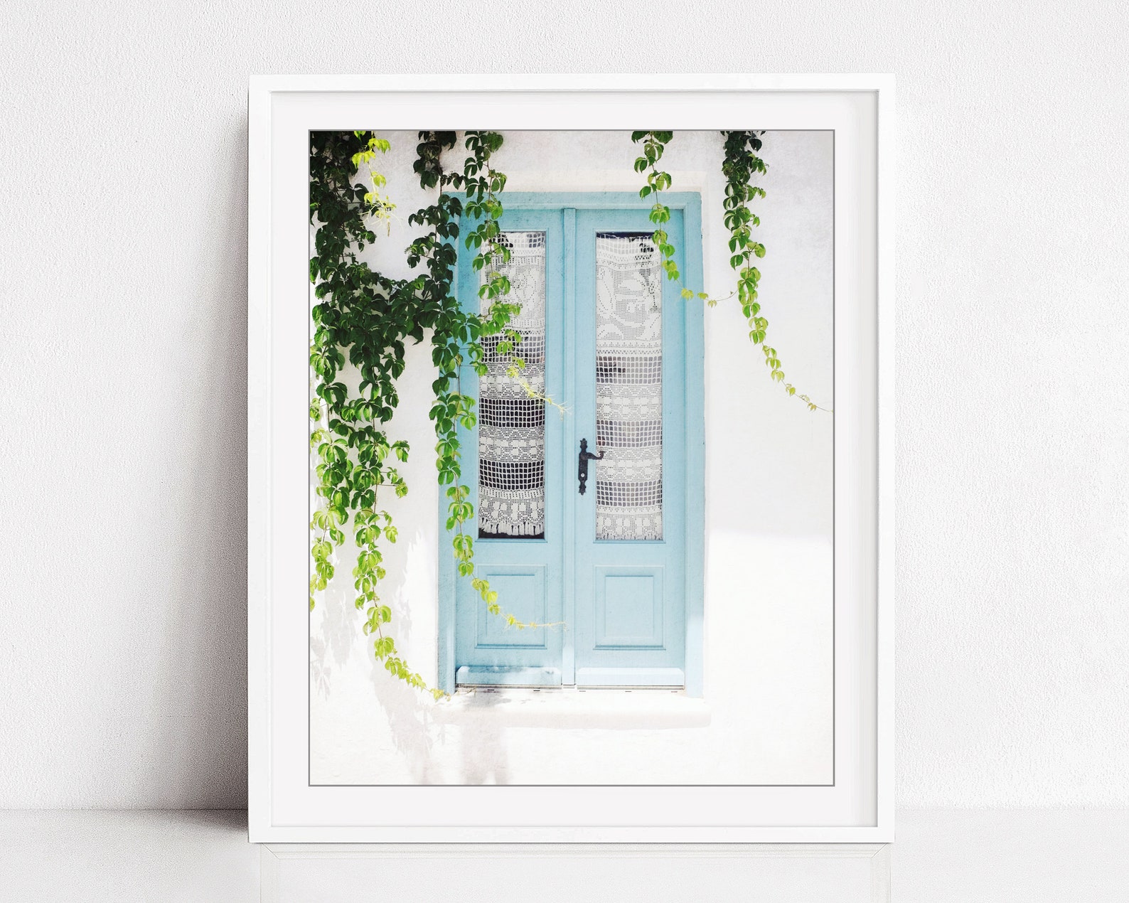Greece Photography Pale Aqua Blue Wooden Door Wall Art | Etsy