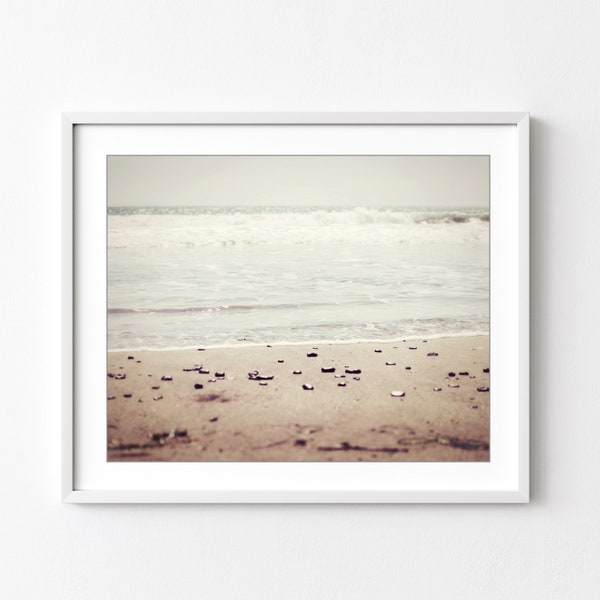 Neutral Beach Print Minimal Beach Photography, Beige Brown Tan Wall Art, Ocean Wall Art, 8x10 11x14 Print, Rustic Beach Decor