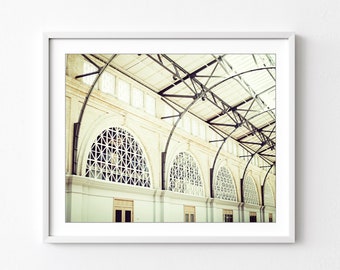 San Francisco Ferry Building, Travel Photography Print, Industrial Architecture Art, Ivory Black Wall Art