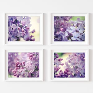 Lilac Flowers Prints Floral Wall Art Set of 4 Prints, Flower Photography, Purple Wall Art Prints, Four Prints, Floral Bedroom Wall Art