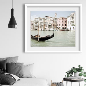 Venice Italy Print Gondola Boat Print Pale Pink Black Wall Art, Venice Architecture, Travel Photography, 8x10 11x14, Venice Wall Art image 4