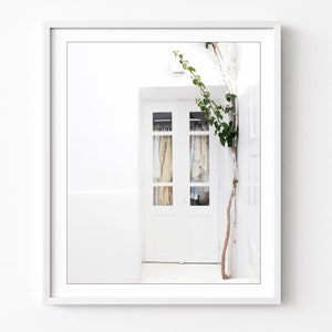 Greece Photography, Lace Clothes Window Door Print, Architecture, Minimal Home Decor, White Wall Art