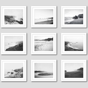 Black and White Beach Photography Set of Nine Prints, Print Set, Gallery Wall, Ocean Photography, 5x7 8x10 Coastal Wall Art