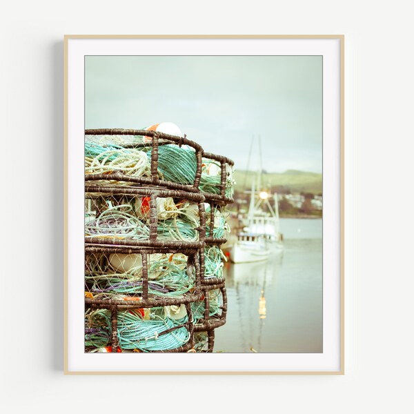 Nautical Wall Art - Crab Pots Print, Fishing Boat Harbor, Nautical Print, Coastal Decor, Bodega Bay Print, 8x10 11x14, Boat Photography