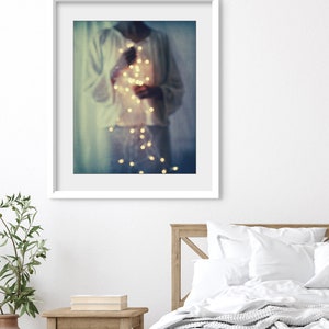 Art Photography Sparkle Lights Ethereal Figurative Wall Art Dreamy Portrait Indigo Blue Night Boheh 8x8 8x10 Print image 4