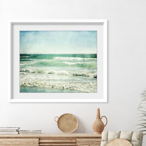 Beach Photography Print Pale Aqua Blue Wall Art Ocean Waves Print, Coastal Wall Art, 8x10 16x20, Nature Photography, Beach Decor image 4