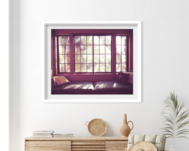 Cabin Morning Window Seat, Cabin Print, Architecture Art, Mauve Plum, Jack London House, Entryway Wall Art, 8x10 11x14, Rustic Cabin Decor image 2