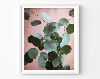 Eucalyptus Leaves Print - Botanical Print Pink Sage Green, Leaf Wall Art, Nature Photography Wall Art, Nature Home Decor, 8x10 11x14 Print
