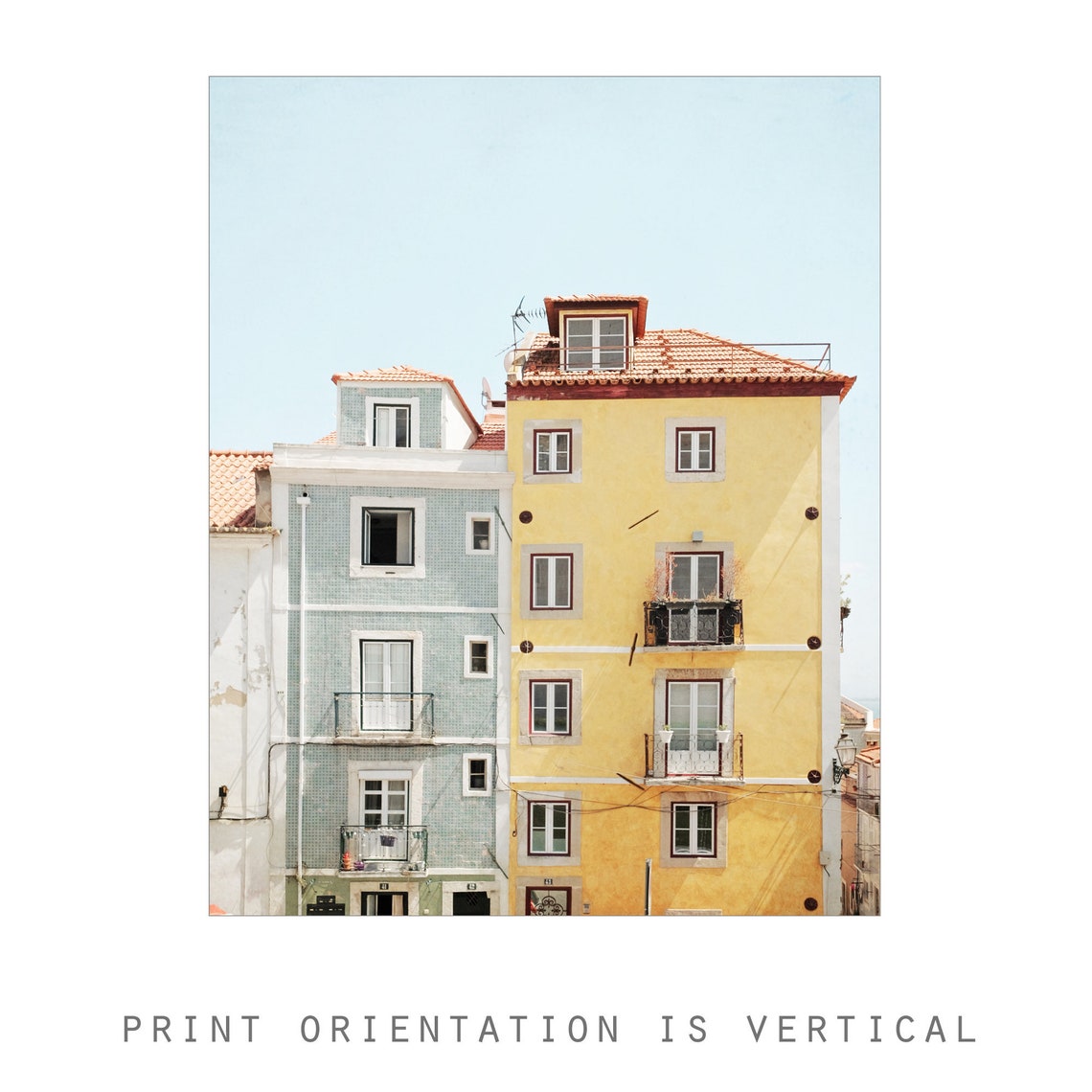 Lisbon Print Travel Photography Pastel Yellow Blue Wall Art | Etsy