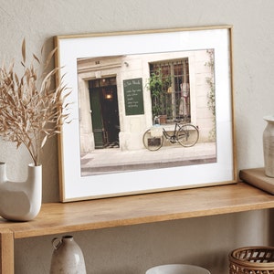 France Bicycle Print, Travel Photography, French Boutique, Shop Window, Beige Cream, Bike Photograph, Neutral Wall Art, Bike Wall Art image 3