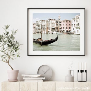 Venice Italy Print Gondola Boat Print Pale Pink Black Wall Art, Venice Architecture, Travel Photography, 8x10 11x14, Venice Wall Art image 2
