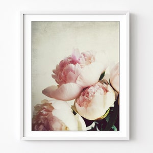 Peony Print Flower Photography, Pale Pink, Floral Art, Flower Still Life Print, Romantic Floral Wall Art, 8x10, 11x14, Bedroom Wall Art