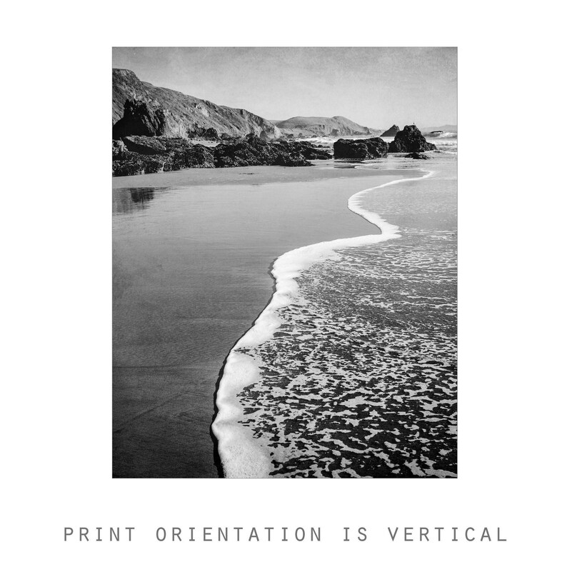 Black and White Beach Photography Ocean Photography, Seascape, California, Coastal Wall Art, 8x10 16x20 Print, Beach Print image 5