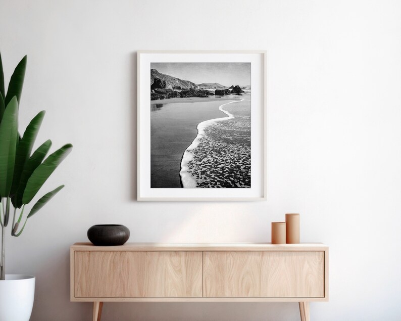 Black and White Beach Photography Ocean Photography, Seascape, California, Coastal Wall Art, 8x10 16x20 Print, Beach Print image 4