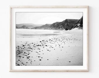 Black and White Beach Photograph Coastal Wall Art Print, California Beach, Gray Wall Art, Nature Photography, 8x10 11x14 Print