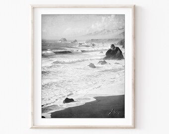 Seascape Print Black and White Photography, Ocean Photography, Coastal Wall Decor, Living Room Wall Art