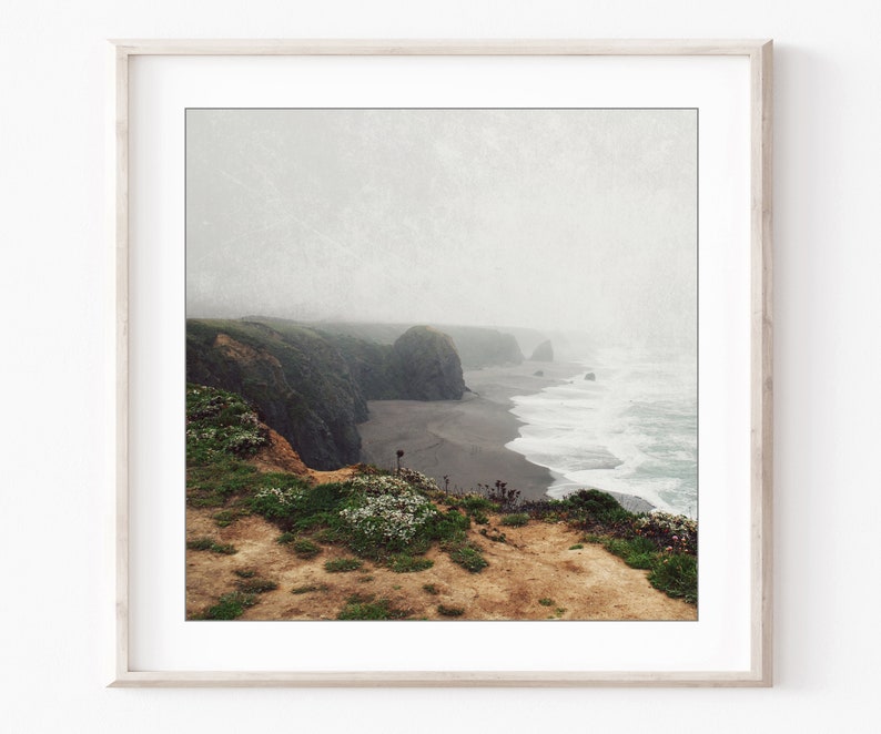 Rustic Coastal Prints, Ocean Photography, Gallery Wall Set, California, Seascapes, Square Print Set 5x5 8x8 Neutral Living Room Decor image 4