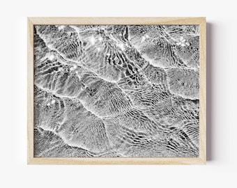 Ocean Photography - Black and White Water Ripples Print Beach Decor Contemporary Abstract Gray Wall Art  8x10 11x14 Print