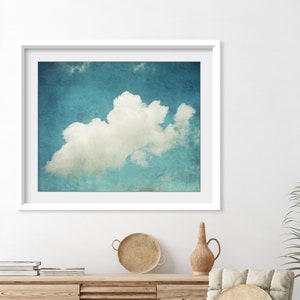 Cloud Photography, Blue Sky Wall Art, Cumulus Cloud Print, Nature Photography, 8x10 16x20, Blue Nursery Room Decor, Bedroom Wall Art image 5