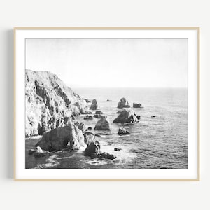 Coastal Wall Art Black and White Photography, Ocean Photography, Seascape Print, Rustic Beach Decor, 8x10 16x20 Print