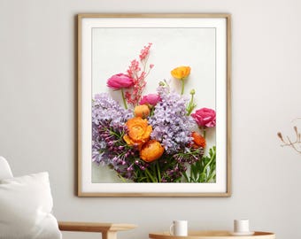 Colorful Flower Print, Bouquet Print Floral Still Life Photography Spring Flowers Art