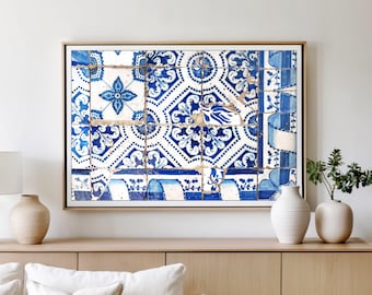 Lisbon Tiles Photograph - Blue White Kitchen Wall Art, Azulejos Print, Blue Tiles Print, 8x12 16x24, Lisbon Travel Photography Print