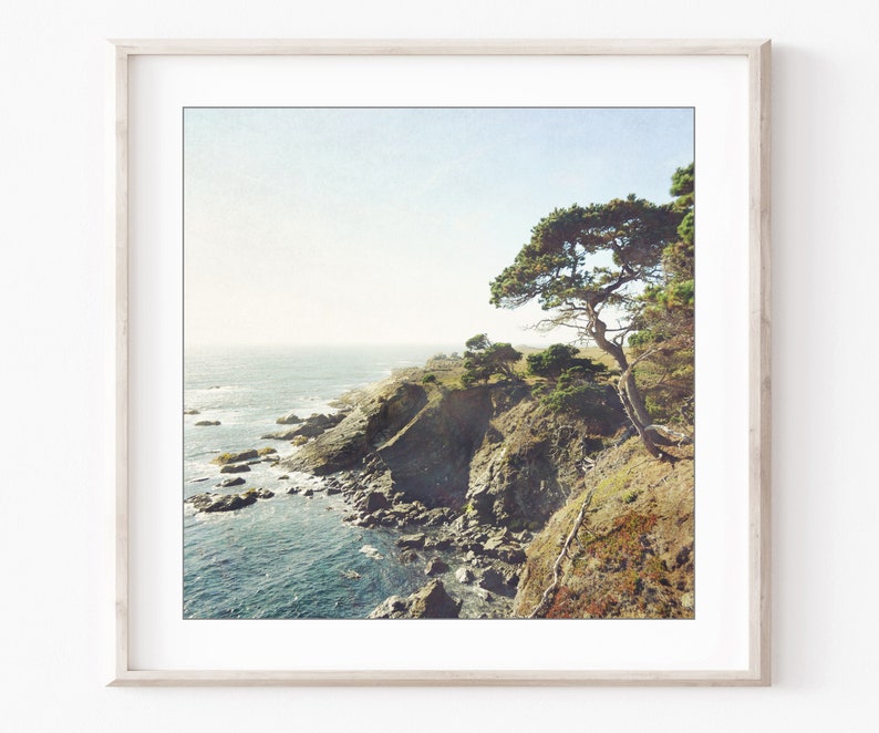 Estampados costeros rústicos, fotografía oceánica, conjunto de paredes de galería, California, paisajes marinos, conjunto de impresión cuadrada 5x5 8x8 decoración neutral de sala de estar imagen 6