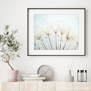 Dandelion Print Nature Photography, Pale Blue Botanical Art, Nature Print, Dandelion Wall Art, Ethereal Nature Wall Art, 8x10 11x14 Print image 2