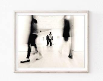 Black and White Photography, Abstract Print, Figure Wall Art, Modern Home Decor, Motion Blur, 8x10 11x14, People Art Print
