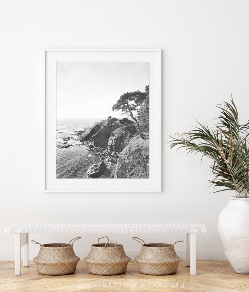 California Coastal Wall Art Black and White Photography, Beach Print, Ocean Photography, Landscape, Large Wall Art, Living Room Art image 5