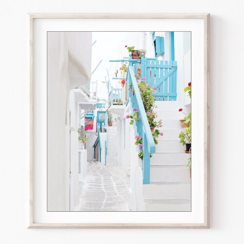 Greece Print Santorini White Wall Art Room Decor Travel Etsy