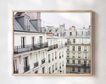 Montmartre Paris Rooftops Print - Travel Photography, Neutral Architecture Wall Art