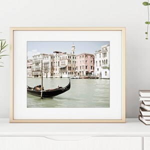 Venice Italy Print Gondola Boat Print Pale Pink Black Wall Art, Venice Architecture, Travel Photography, 8x10 11x14, Venice Wall Art image 3