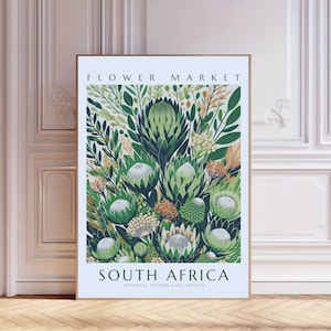Südafrika Blumenmarkt Print, Südafrika, Botanische Wandkunst, Blumendekor Poster, Südafrika Poster, digitaler Download