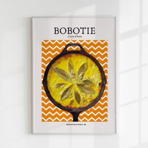 Bobotie. Láminas para la pared de la cocina. Láminas de arte mural de comida sudafricana. Arte de cocina imprimible original. Descarga digital.