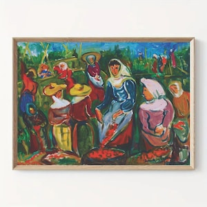 Tomato PickersPrint| Irma Stern Art| Drukowana afrykańska sztuka ścienna| Dzieła sztuki kwiatowej| Wydruk artysty z Afryki Południowej| Pobieranie cyfrowe