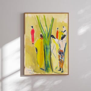Cyfrowy wydruk sceny z Kongo | Sztuka Irmy Stern | Wydrukowana afrykańska sztuka ścienna | Nowoczesny wystrój domu w stylu kulturalnym | Natychmiastowe pobranie
