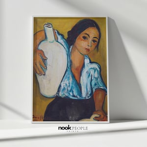 Dziewczyna z dzbankiem | Sztuka południowoafrykańska | | Sztuka ścienna vintage | Dekoracja nastrojowa | Portret kobiety | Wydrukowana sztuka ścienna | Pobieranie cyfrowe