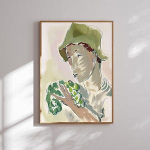 Człowiek z winogronami Wydruk cyfrowy | Sztuka Irmy Stern | Wydrukowana afrykańska sztuka ścienna | Nowoczesny wystrój domu w stylu kulturalnym | Natychmiastowe pobranie