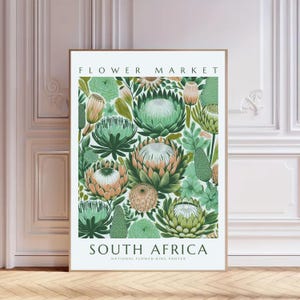 Südafrika Blumenmarkt Print, Botanische Wandkunst, Blumendekor Poster, südafrikanisches Poster, digitaler Download, druckbare Kunst
