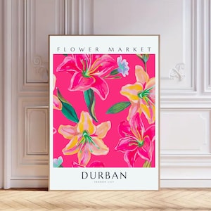 Durban Südafrika Blumenmarkt Druck, Südafrikaner, Botanische Wandkunst, Blumendekor Poster, Durban Poster, individueller digitaler Download