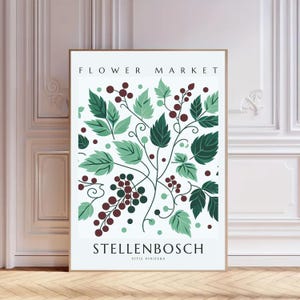 Stellenbosch South Africa Flower Market Print, South African Art, Botanical Wall Art, Floral Decor Posters, Custom Digital Download