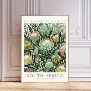 Zuid-Afrika bloemenmarkt print, Zuid-Afrikaans, botanische kunst aan de muur, bloemen decor posters, Zuid-Afrika poster, digitale download