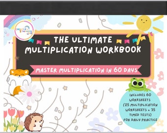 60 Printable Multiplication Practice Worksheets | Multiplication Workbook| 1st-4th Grade Math | Math Worksheets | 0-12 Multiplication