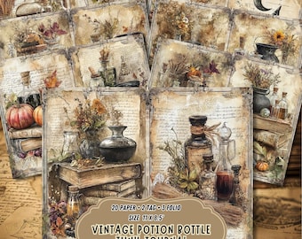Vintage Potion Junk Journal Pages: Witchy Ephemera (Digital Download)