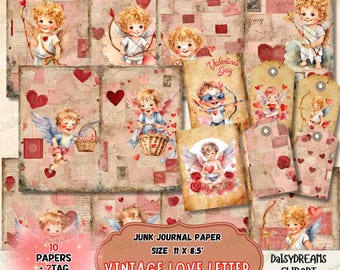 Vintage Liebesbrief Junk Journal Kit: Shabby Chic Ephemera (Digitaler Download)